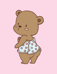 Cartoon character of cute bear. Flat bear freehand digital illustration.
