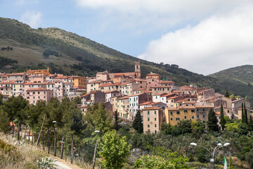 Fototapeta na wymiar Rio nell'Elba, village at a hill, Elba, Tuscany, Italy