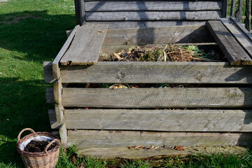 Wooden Compost Bin With Waste