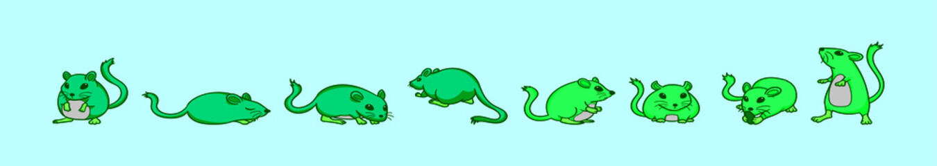 set of cute gerbil cartoon icon design template with various models. vector illustration isolated on blue background