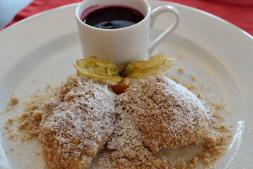 Curd In Butter Crumbs With Compote