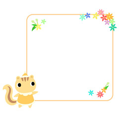 リスのアイコン　花のフレーム付