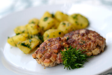 Tasty Minced Meat Patties With Parsley Potatoes