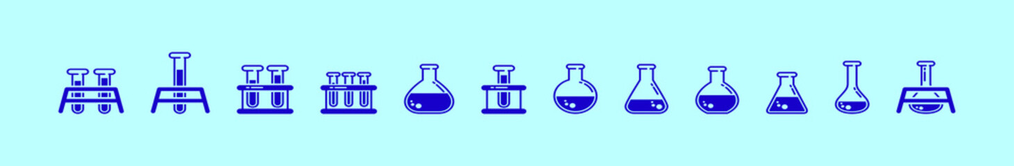 set of erlenmeyer cartoon icon design template with various models. vector illustration isolated on blue background