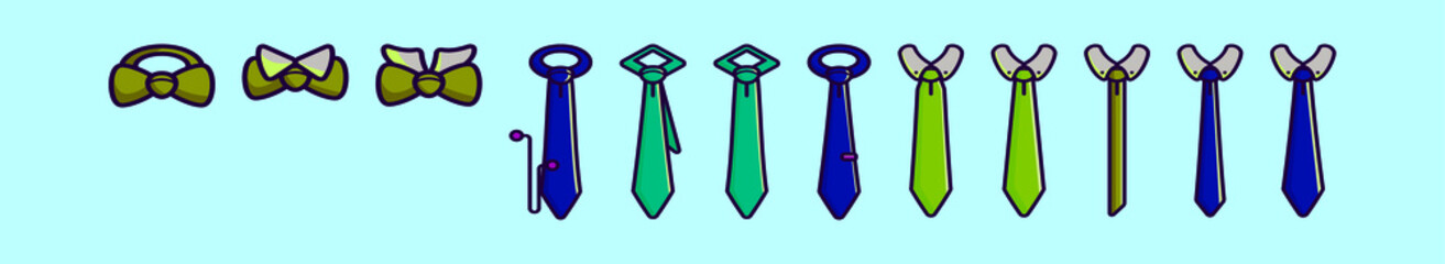 set of cravat cartoon icon design template with various models. vector illustration isolated on blue background