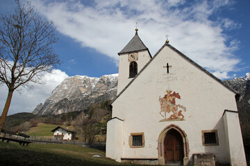 The Schlern, St. Martin S Church In Ums, Fie, South Tyrol, Italy