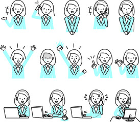 働く女性ポーズ色々セット