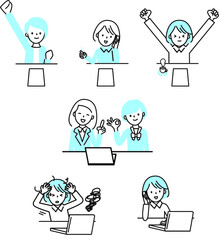 Naklejka premium 働く女性ポーズ色々セット