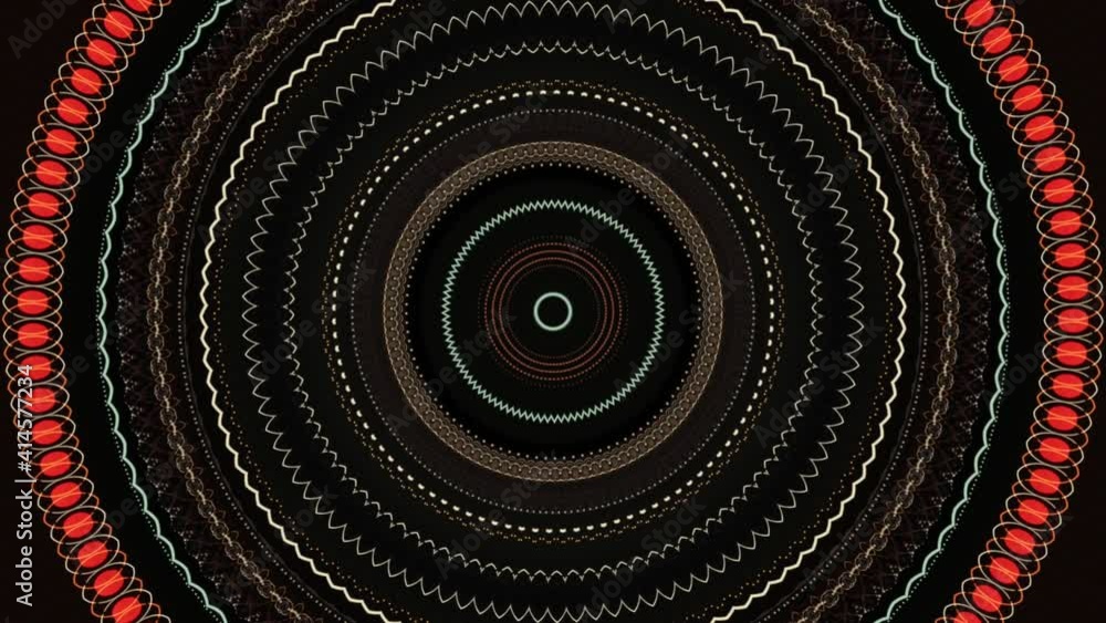Poster abstract hypnosis visualisation with blinking endless circles. animation. many flashing radial rings