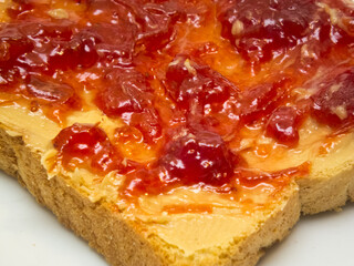 Peanut butter and strawberry jam