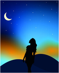 silhouette of a woman in sunset