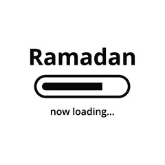 Ramadan loading banner. Simple flat design, holiday concept. Now loading bar sign. Prepare for Ramadan Kareem. Vector illustration, cover template and background for islam celebration.