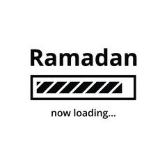 Ramadan loading banner. Simple flat design, holiday concept. Now loading bar sign. Prepare for Ramadan Kareem. Vector illustration, cover template and background for islam celebration.