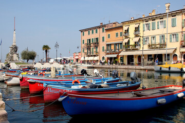 Fototapeta na wymiar In The Port Of Lazise, Lake Garda, Italy