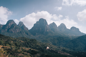 Mountain range, mountain top of Ling Tong Mountain in Zhangzhou, Fujian, China
