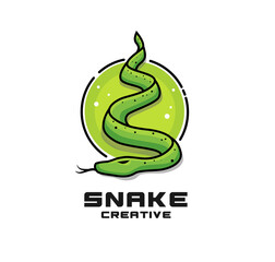  green snake with circle symbol vector illustration
