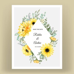 frame with sunflower watercolor background illustration