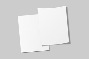 Realistic blank US letter flyer brochure for mockup. Paper or poster illustration. 3D Render.