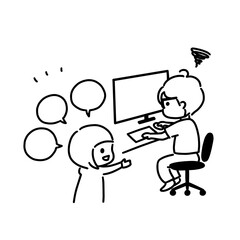 仕事中に話しかけられて困る男性　[ line ]