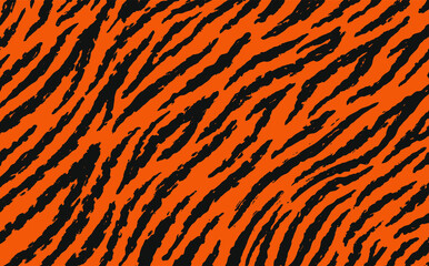 single pattern of tiger skin in doodle vintage style.