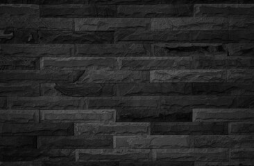 Abstract dark brick wall texture background pattern, Empty brick wall  surface texture. Brickwork painted black color interior old blank concrete grid uneven, Home office design backdrop decoration.