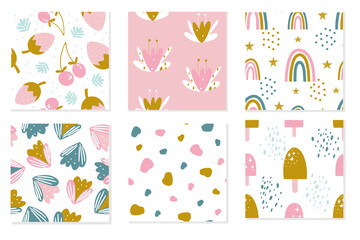 Set Seamless pattern sweet dreams sheep funny animal, fabric, nursery. Print