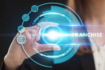 Business, Technology, Internet and network concept. Young businessman working on a virtual screen...