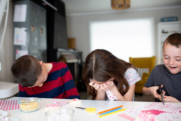 Fototapeta premium kids writing valentine's day cards