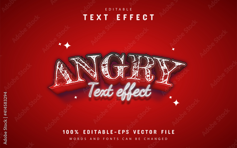 Poster angry text, 3d red gradient style text effect