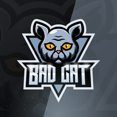 Bad cat mascot esport logo design