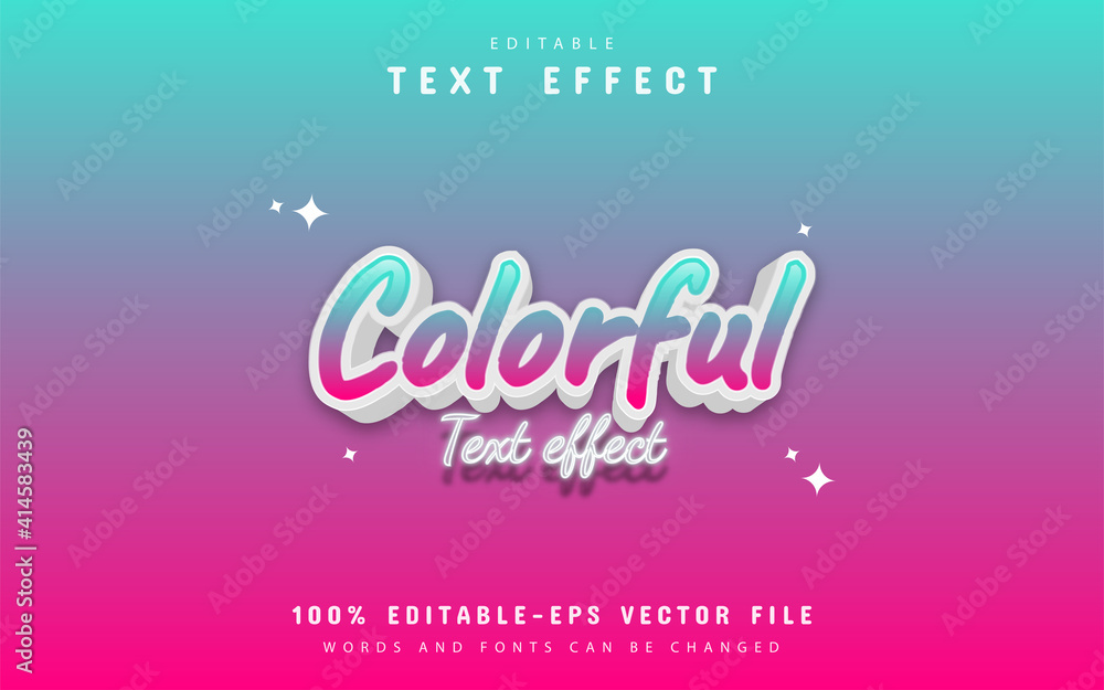 Poster colorful text, 3d gradient style text effect