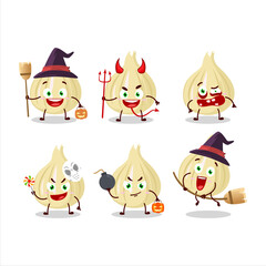 Halloween expression emoticons with cartoon character of new garlic