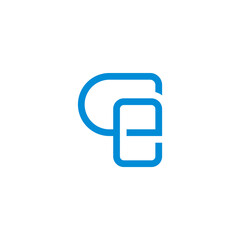 letter ce simple linked line geometric flat logo vector