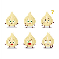 Cartoon character of new garlic with what expression