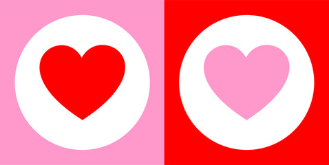 two hearts on a pink and red background