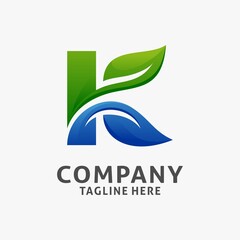 Letter K leaf logo design
