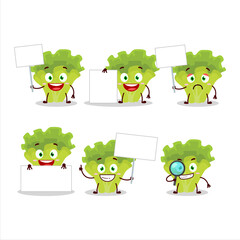 Obraz premium Lettuge cartoon in character bring information board