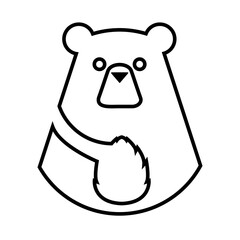 Logo with bear and pine cone. Isolated and expanded on a white background.