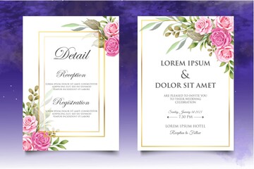 Hand drawing  floral wedding invitation template