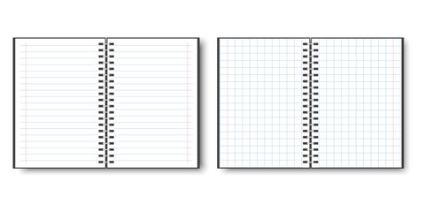 Notepad cage in realistic style on white background. Business organizer. Notebook paper. Stock image. EPS 10.