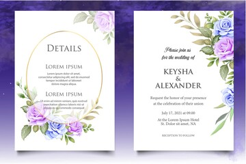 Hand drawing  floral wedding invitation template