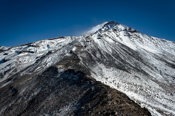 Road to the top of the Citlaltépetl volcano, the highest in Mexico