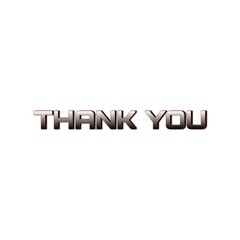 Thank you word written in 3d on white background