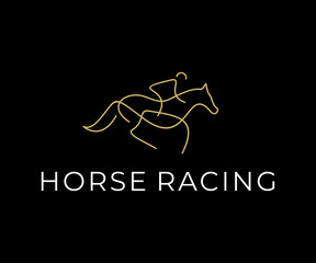 Logo design, horse racing, jockey, line art, monoline, outline style