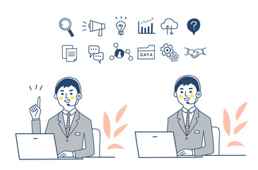 Web iconと男性オペレーター