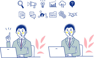 Web iconと男性オペレーター