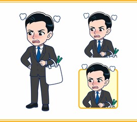 Young office worker man in a black suit