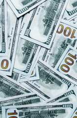 Heap of american dollars hundred banknote background