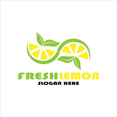 Lemon logo vector. Fresh fruit logo vector. Lemon logo template