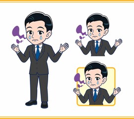 Young office worker man in a black suit